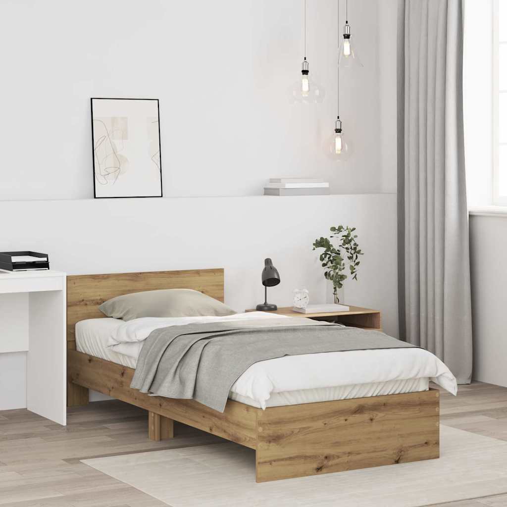 Bettrahmen mit Kopfteil Artisan-Eiche 90 x 200 cm Holzwerkstoff