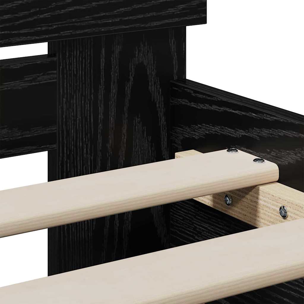 Bettrahmen Schwarz Eichen-Optik 90 x 200 cm Holzwerkstoff