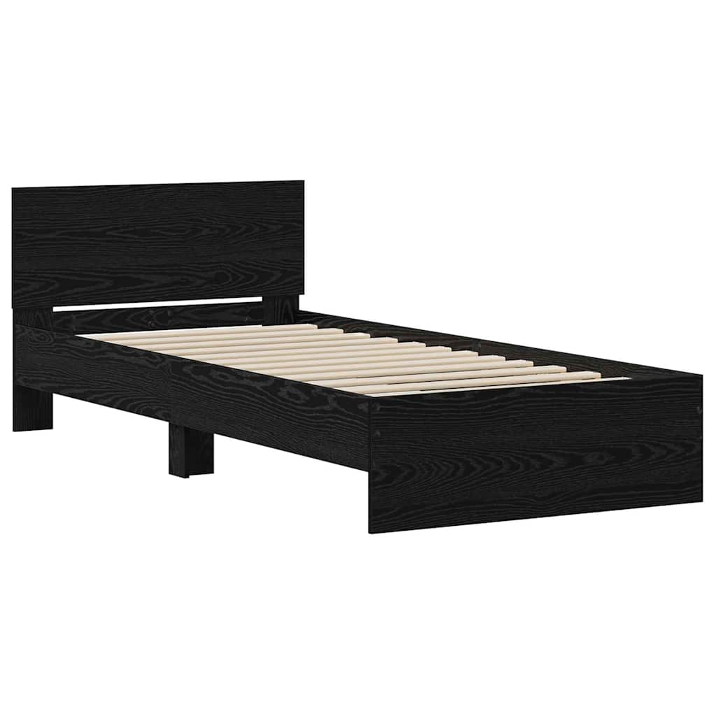 Bettrahmen Schwarz Eichen-Optik 90 x 200 cm Holzwerkstoff