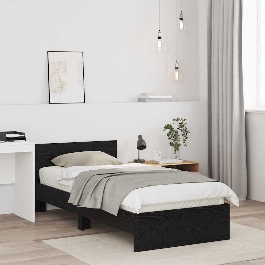 Bettrahmen Schwarz Eichen-Optik 90 x 190 cm Holzwerkstoff