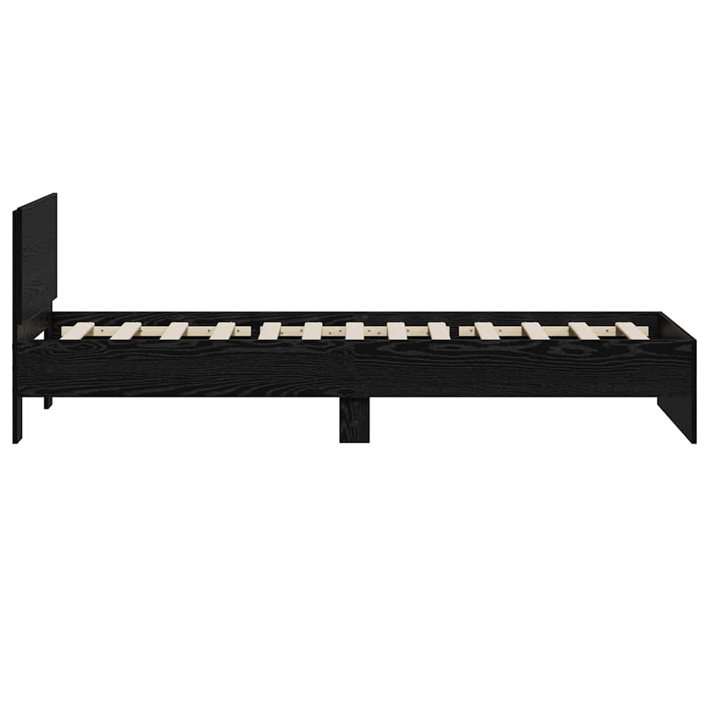 Bettrahmen Schwarz Eichen-Optik 90 x 190 cm Holzwerkstoff