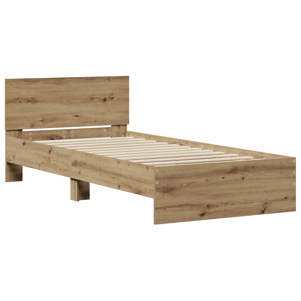 Bettrahmen mit Kopfteil Artisan-Eiche 75 x 190 cm Holzwerkstoff