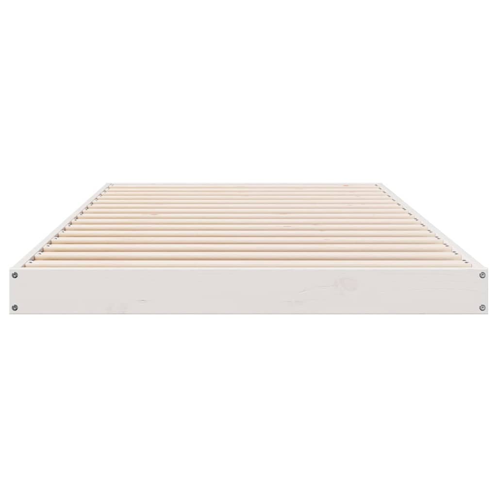 Bodenbettrahmen Weiß 80 x 210 cm Massives Kiefernholz