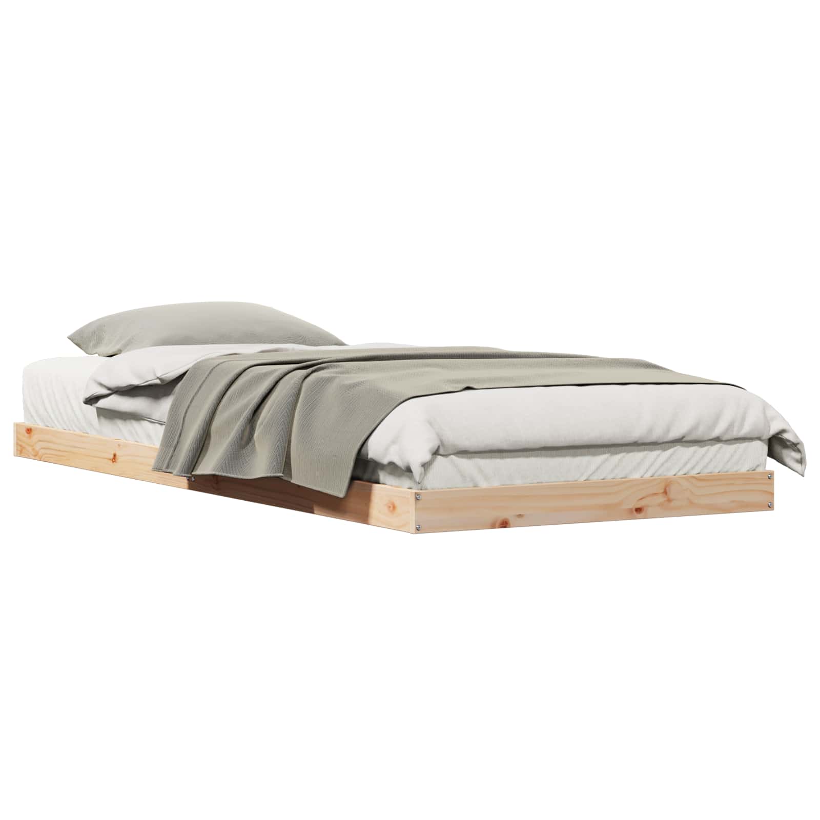Bodenbettrahmen Natur 90 x 220 cm Massives Kiefernholz
