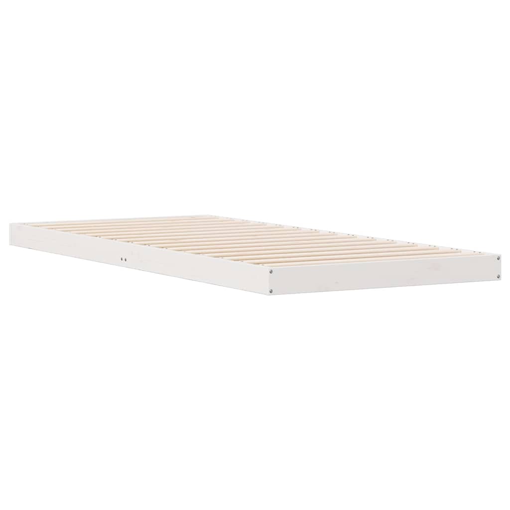 Bodenbettrahmen Weiß 100 x 220 cm Massives Kiefernholz