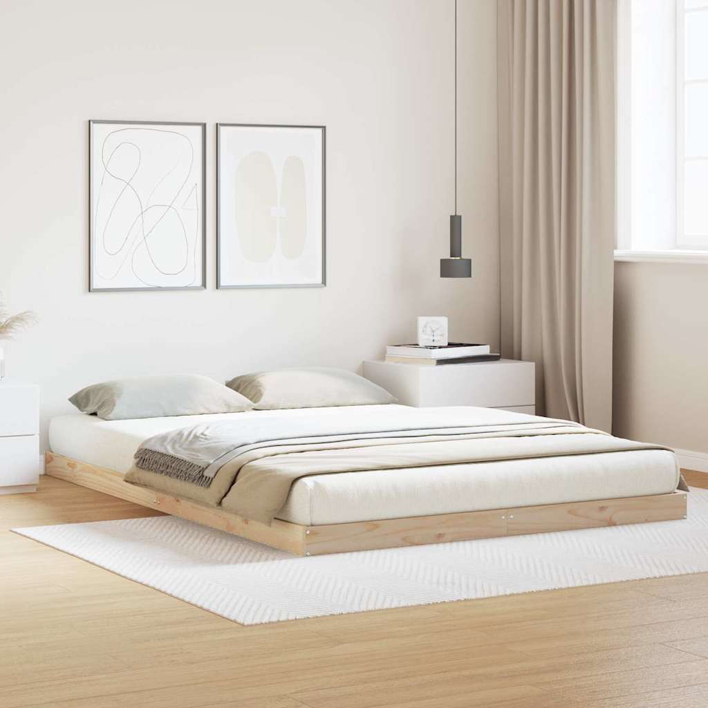 Bodenbettrahmen Natur 140 x 220 cm Massives Kiefernholz