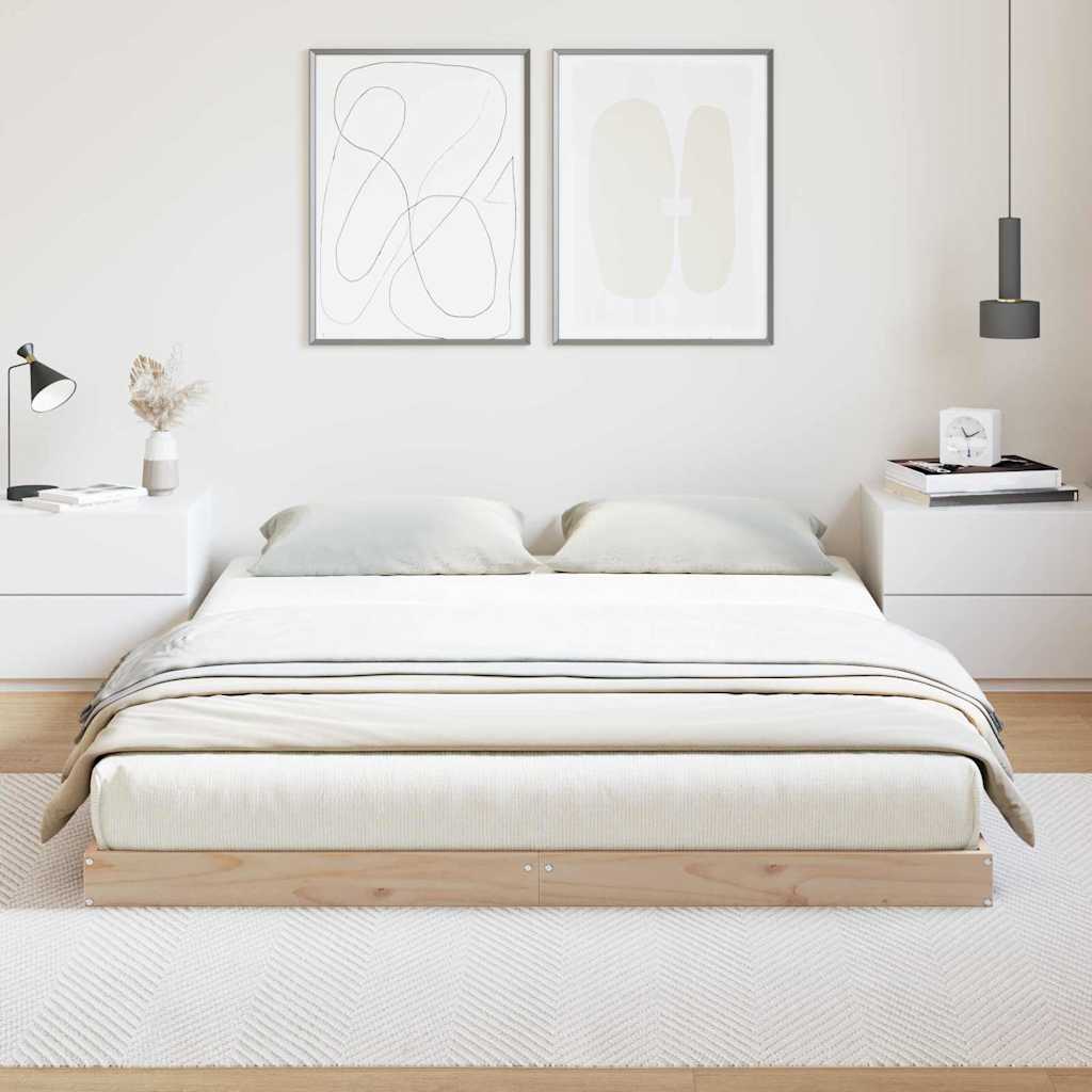Bodenbettrahmen Natur 140 x 220 cm Massives Kiefernholz