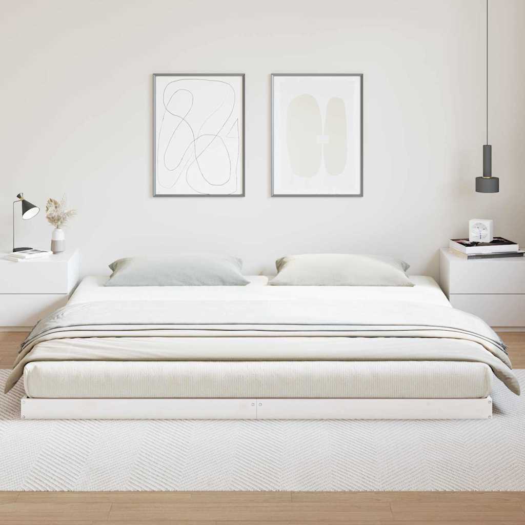 Bodenbettrahmen Weiß 180 x 220 cm Massives Kiefernholz
