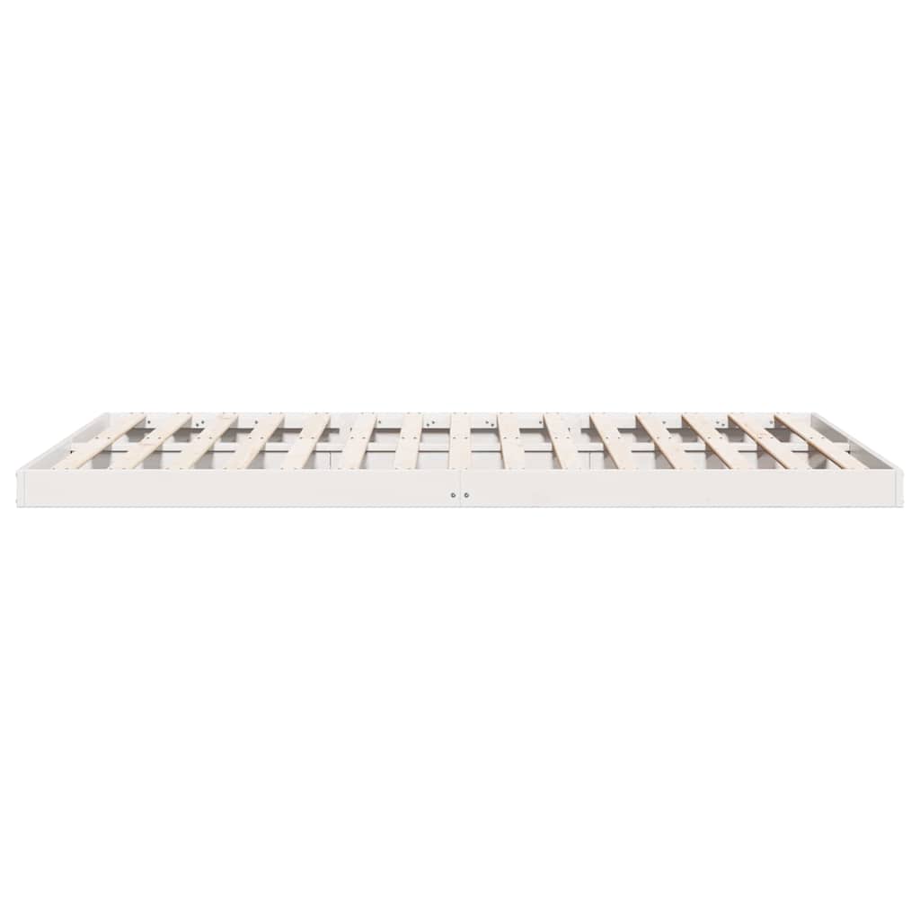 Bodenbettrahmen Weiß 200 x 220 cm Massives Kiefernholz