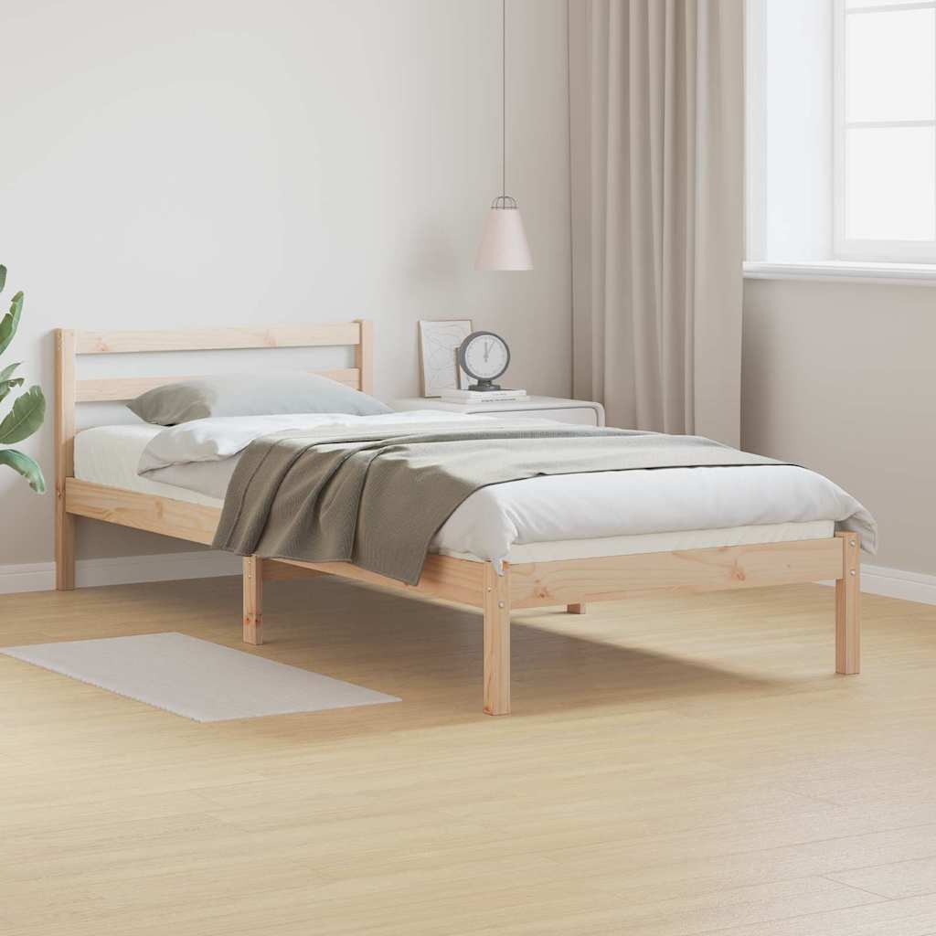 Bettrahmen Braun 215,5 x 95,5 x 69,5 cm Massivholz Kiefer