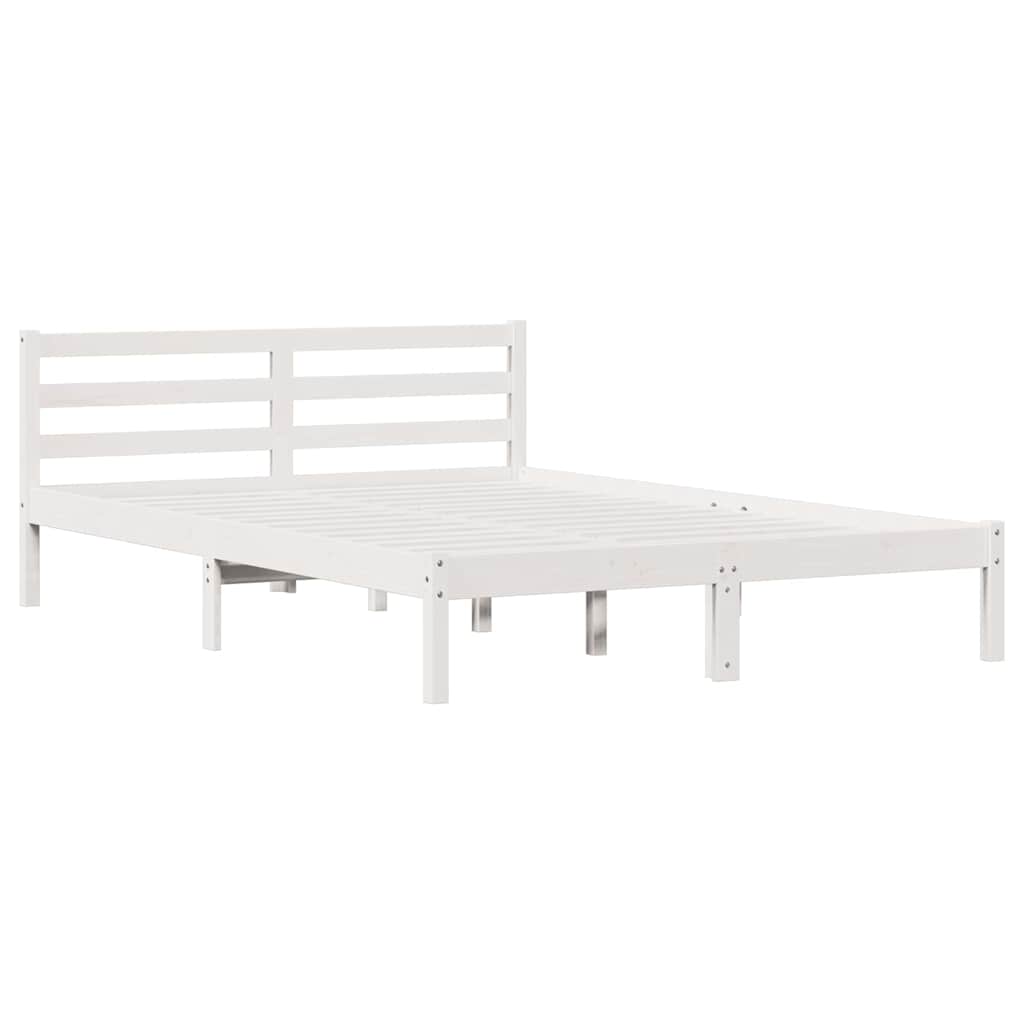 Bettrahmen Weiß 215,5 x 145,5 x 69,5 cm Massivholz Kiefer