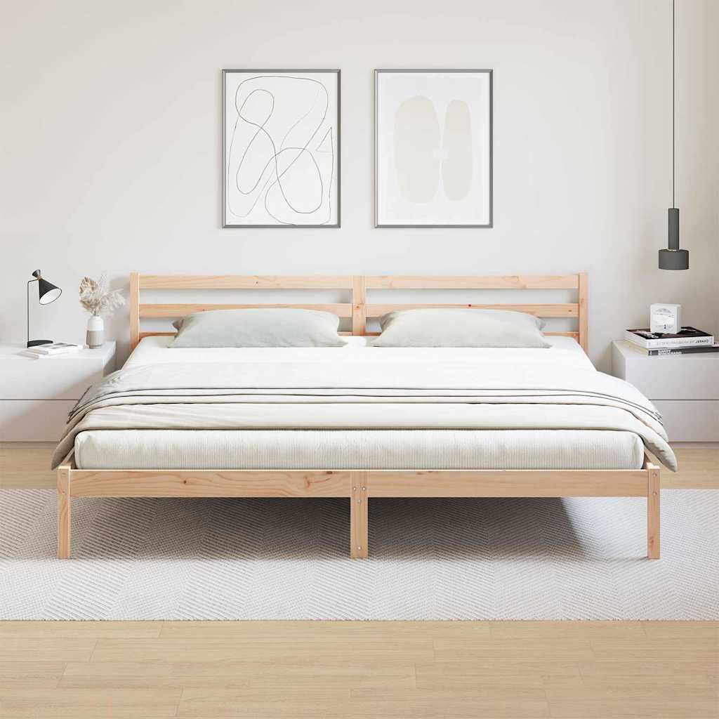 Bettrahmen Braun 215,5 x 205,5 x 69,5 cm Massivholz Kiefer