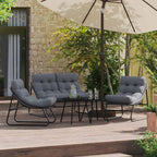 gartenmöbel mit Kissen 3 pcs Schwarz Pulverbeschichteter Stahl