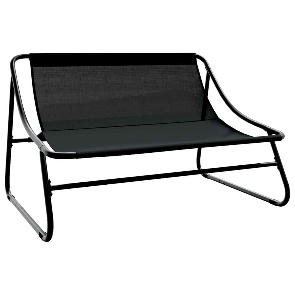 gartenmöbel mit Kissen 3 pcs Schwarz Pulverbeschichteter Stahl