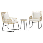 Garten Essgruppe 3 pcs Braun und Creme Poly-Rattan