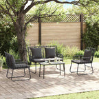 Garten Essgruppe 3 pcs Schwarz und Anthrazit Poly-Rattan
