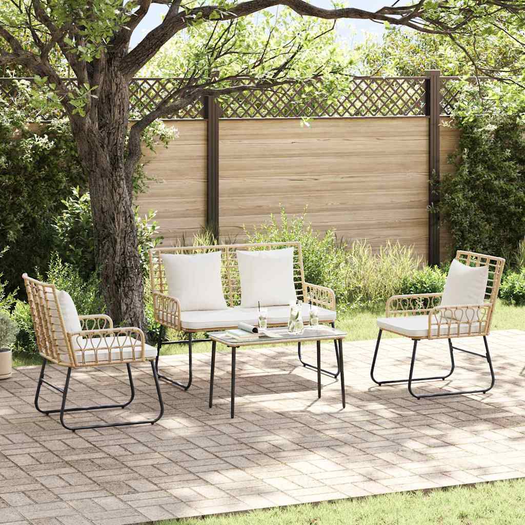Garten Essgruppe 3 pcs Braun und Creme Poly-Rattan