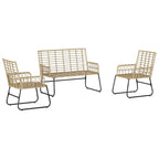 Garten Essgruppe 3 pcs Braun und Creme Poly-Rattan