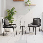 Garten Essgruppe 3 pcs Schwarz und Anthrazit Poly-Rattan