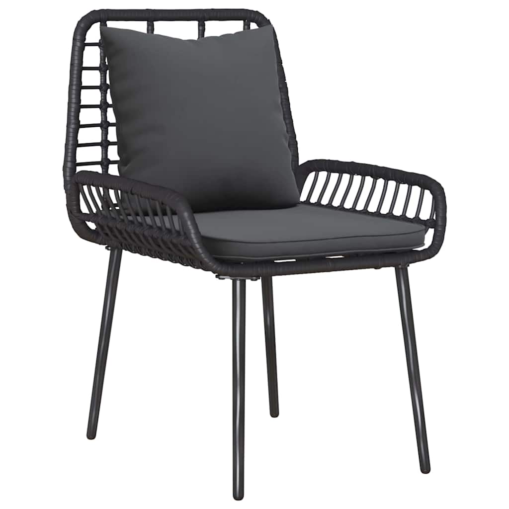 Garten Essgruppe 3 pcs Schwarz und Anthrazit Poly-Rattan