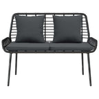Gartenbank Schwarz und Anthrazit Poly-Rattan
