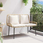 Gartenbank Braun und Creme Poly-Rattan