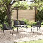 Garten Essgruppe 3 pcs Schwarz und Anthrazit Poly-Rattan