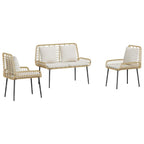 Garten Essgruppe 3 pcs Braun und Creme Poly-Rattan