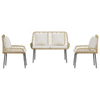 Garten Essgruppe 3 pcs Braun und Creme Poly-Rattan