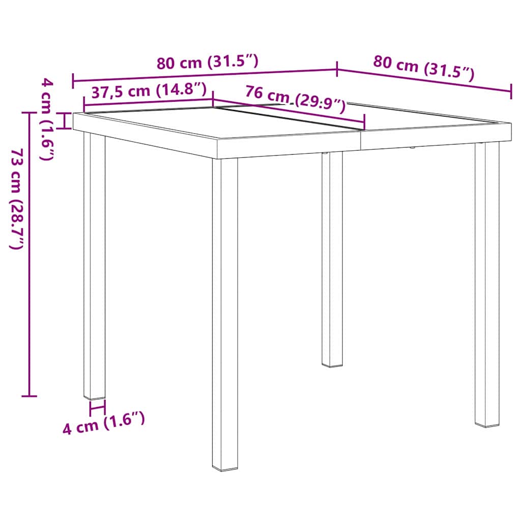 Gartentisch Schwarz 80 x 80 x 73 cm Metall