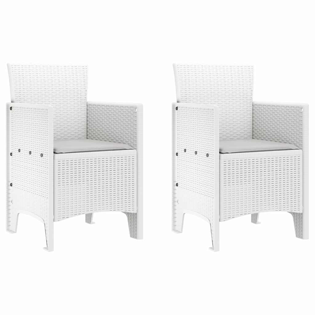 Gartenstuhl mit Kissen 2 pcs Weiß 53 x 49 x 85 cm Polypropylen