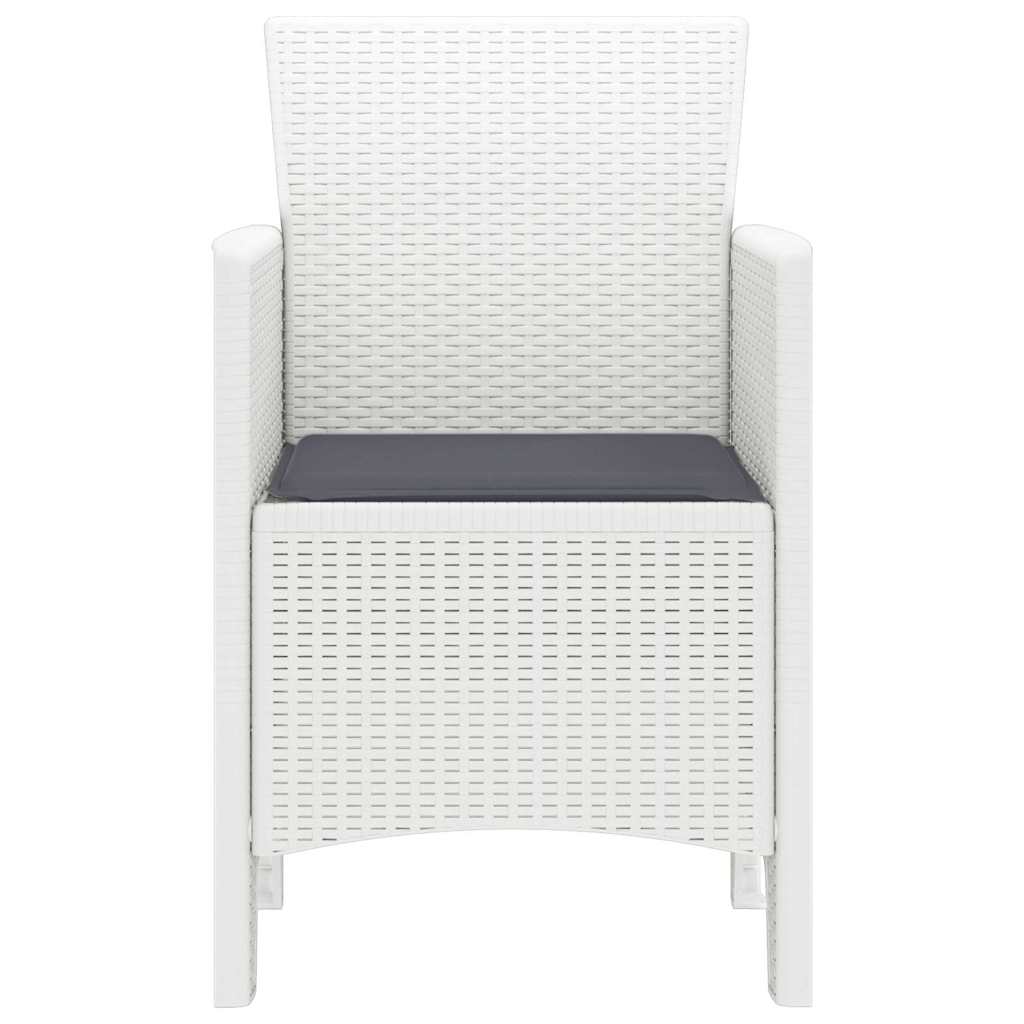 Gartenstuhl mit Kissen 2 pcs Weiß 53 x 49 x 85 cm Polypropylen