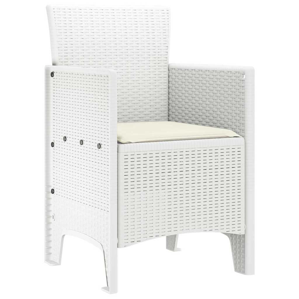 Gartenstuhl mit Kissen 2 pcs Weiß 53 x 49 x 85 cm Polypropylen