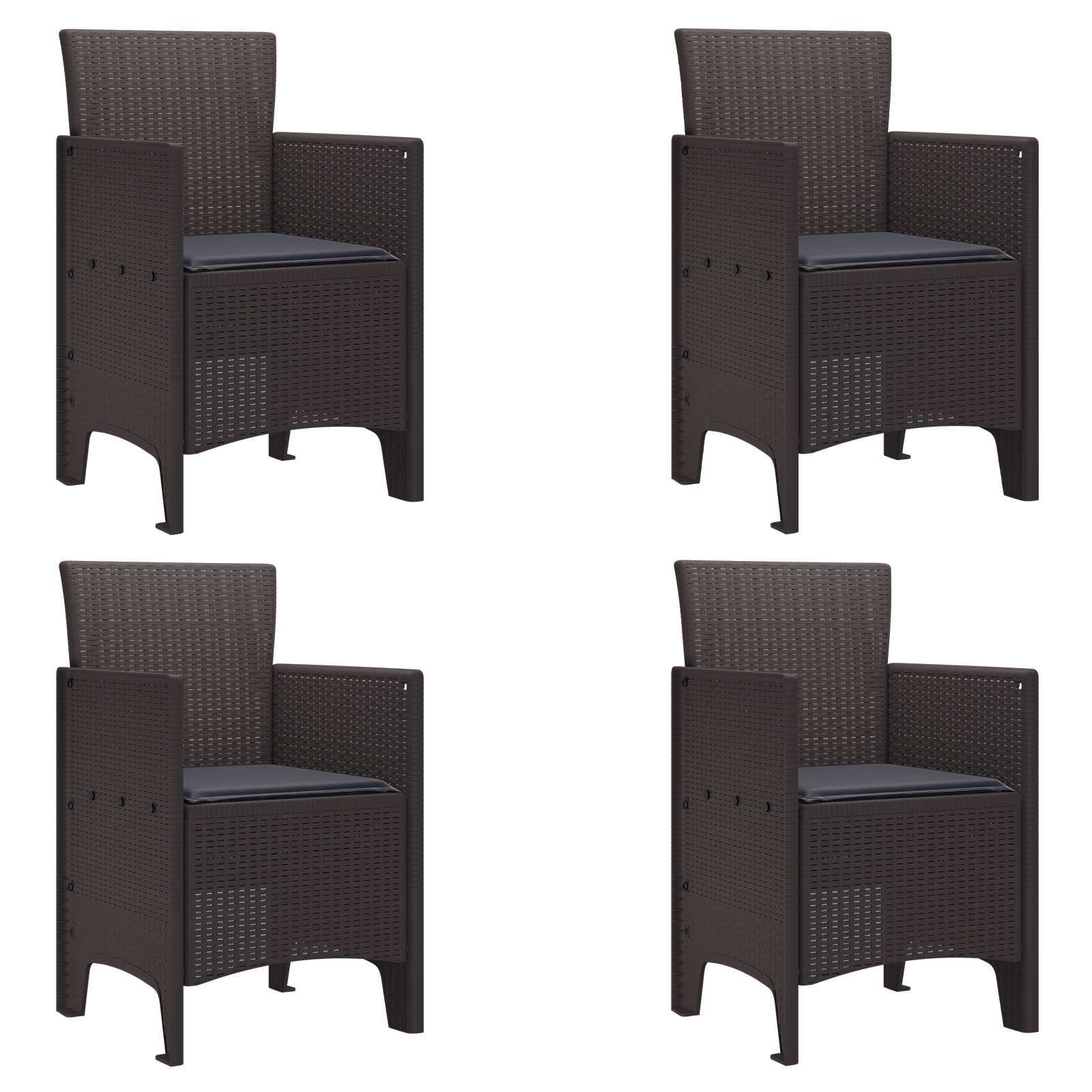 Gartenstuhl mit Kissen 4 pcs Braun 53 x 49 x 85 cm Polypropylen