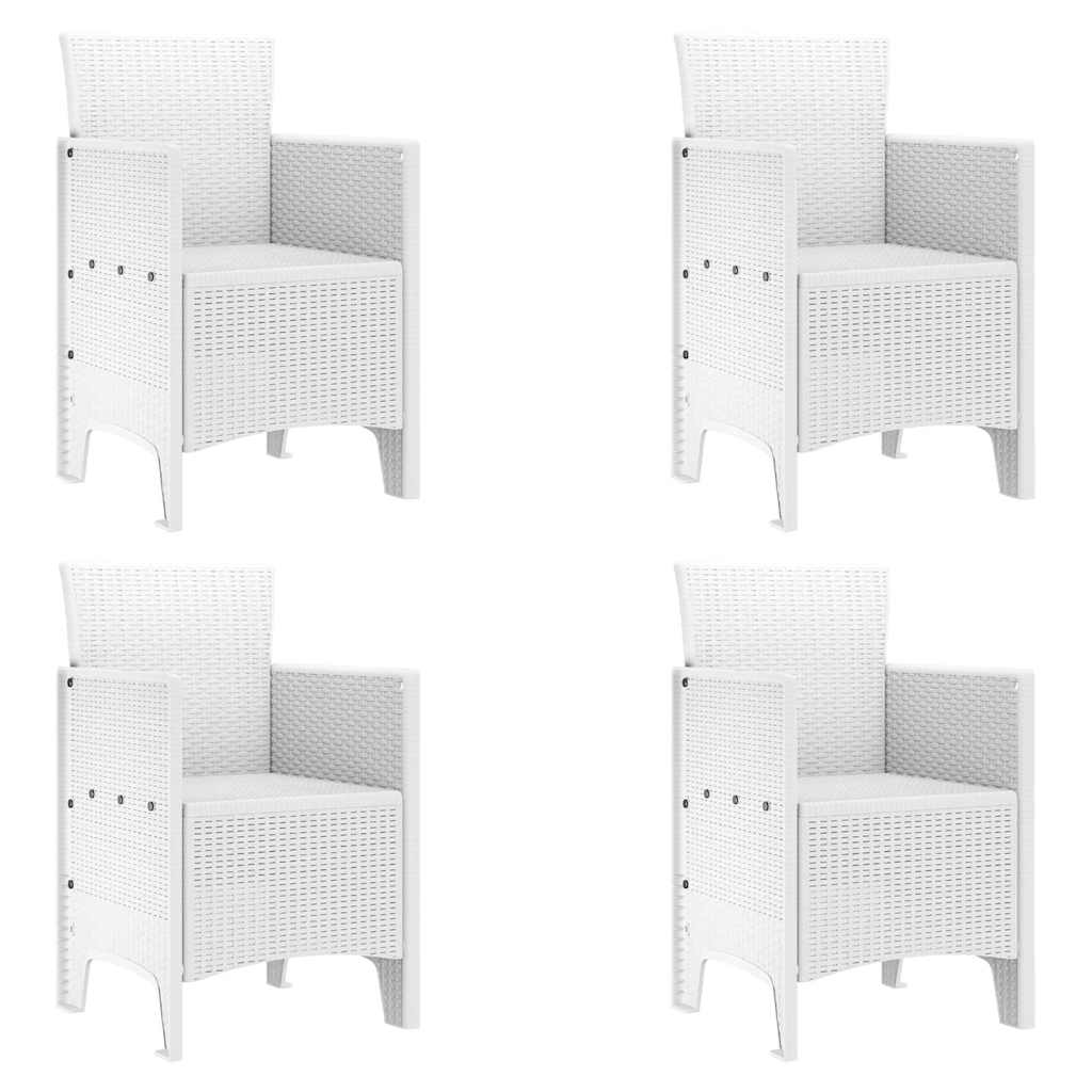 Gartenstuhl mit Kissen 4 pcs Weiß 53 x 49 x 85 cm Polypropylen