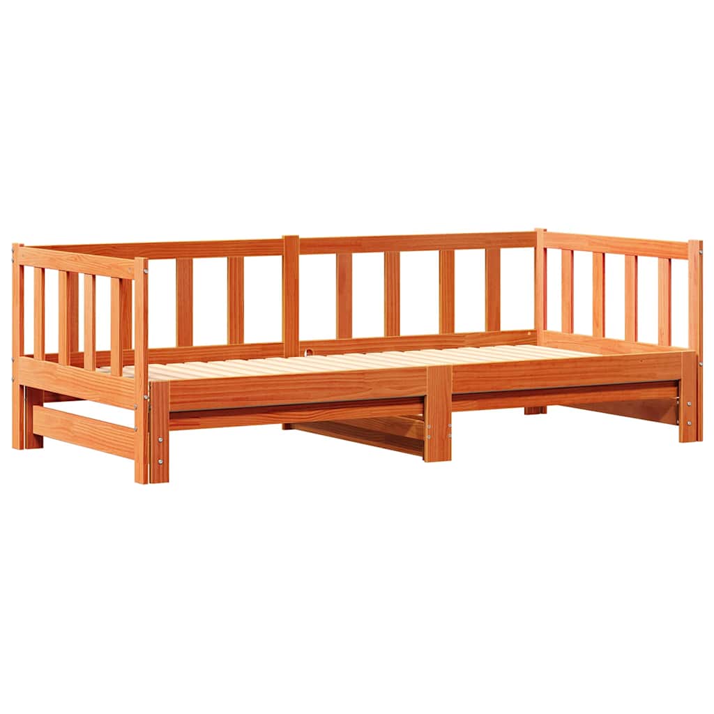 Ausziehbares Tagesbett Wachsbraun 203,5 x 164 x 66 cm