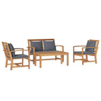 Gartensofa-set 4 pcs Natur Massivholz Teak