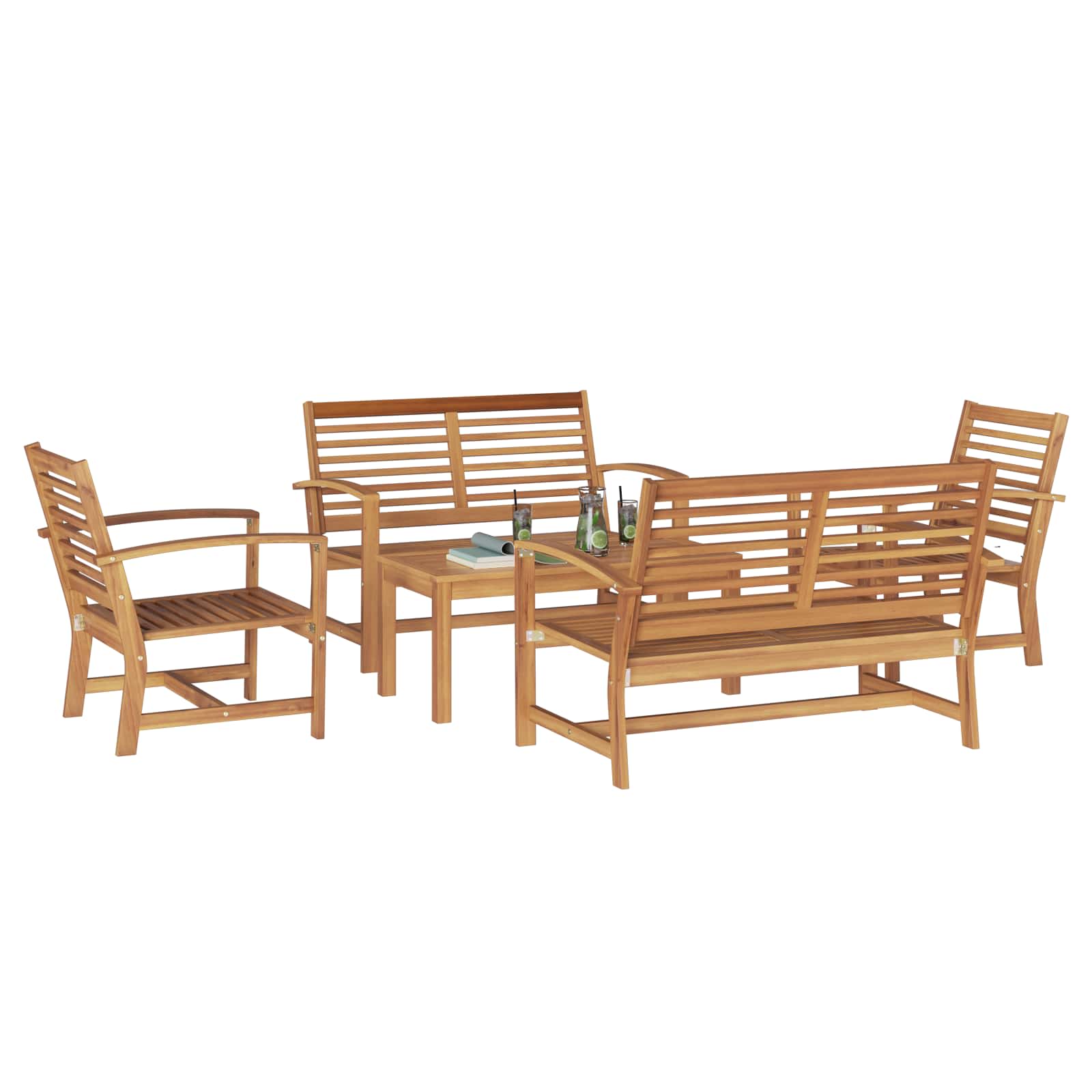 Gartensofa-set 5 pcs Natur Massivholz Teak