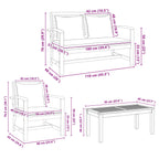 Gartensofa-set 5 pcs Natur Massivholz Teak