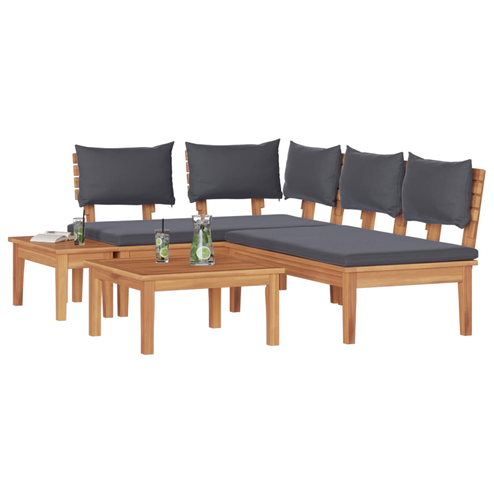 Gartensofa-set 4 pcs Braun und Grau