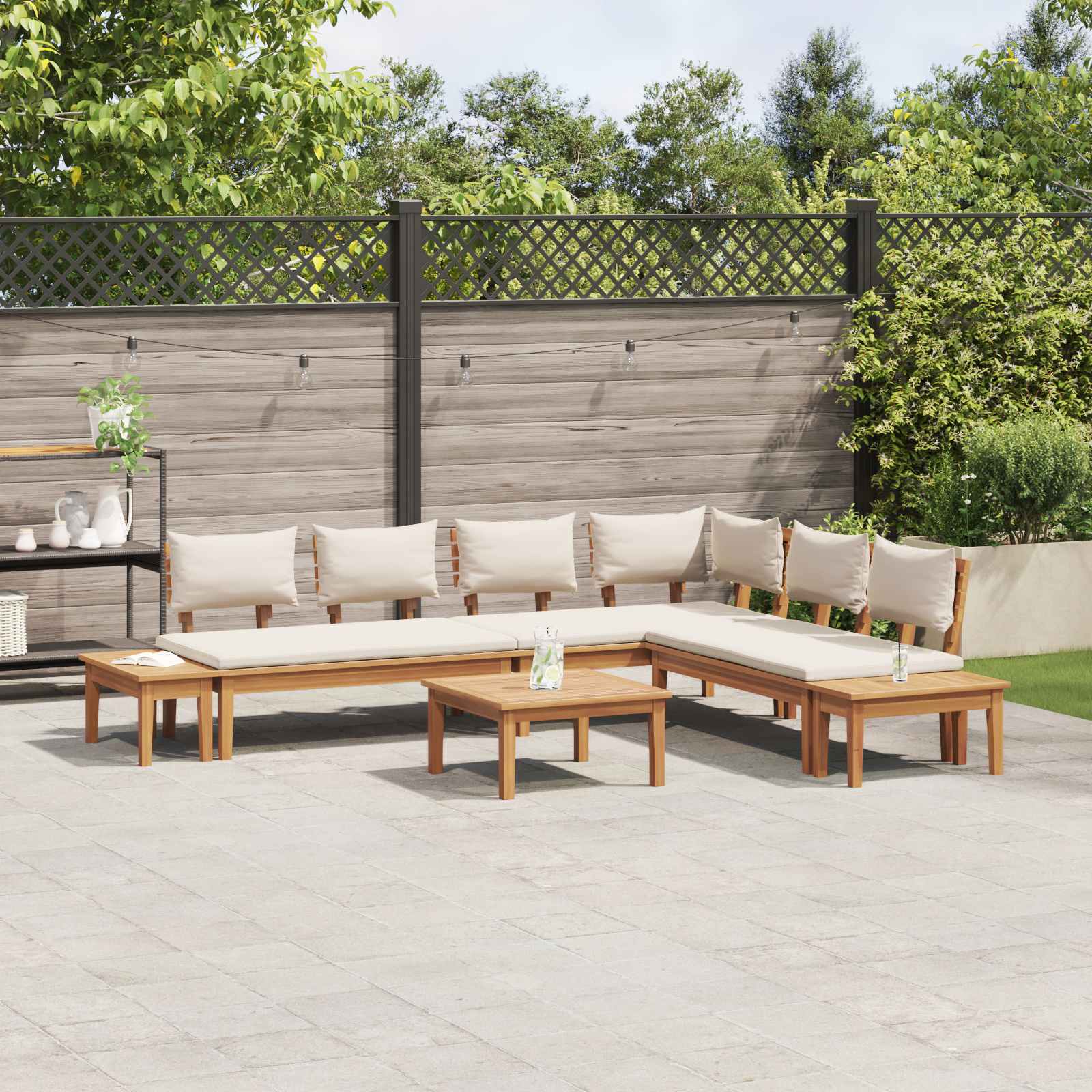 Gartensofa-set 4 pcs Braun und Creme