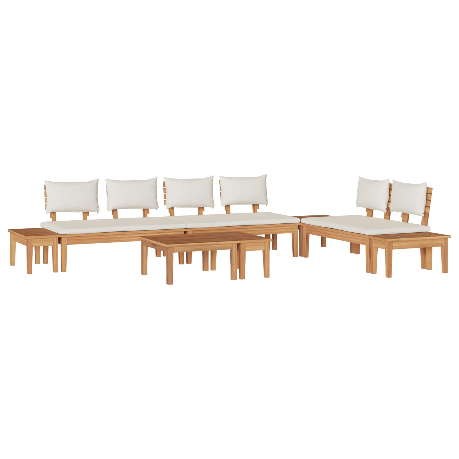 Gartensofa-set 5 pcs Braun und Creme