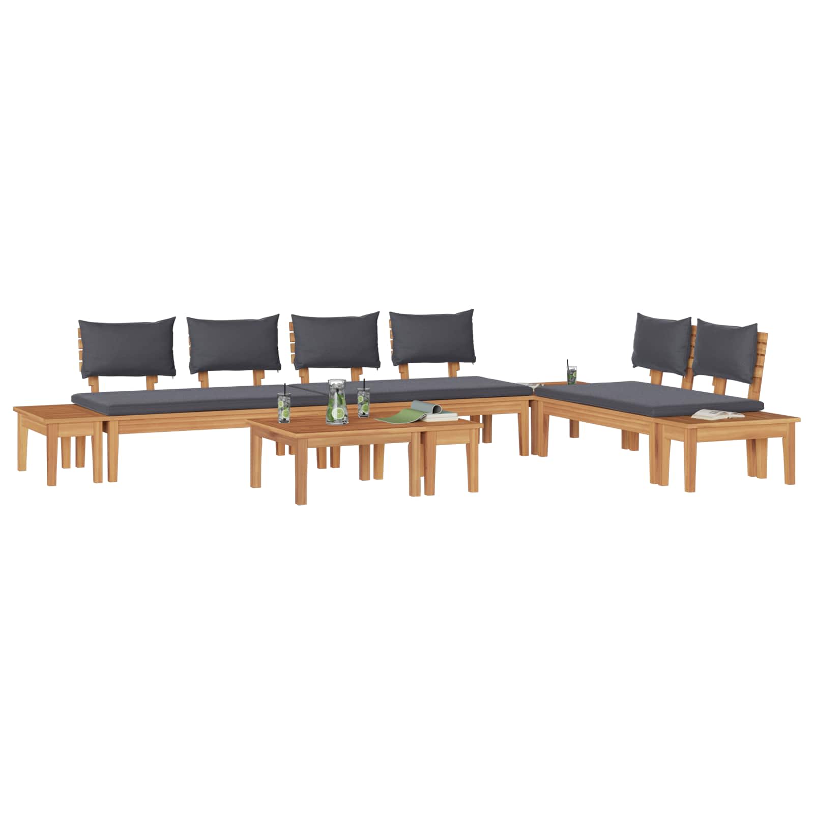 Gartensofa-set 5 pcs Braun und Grau