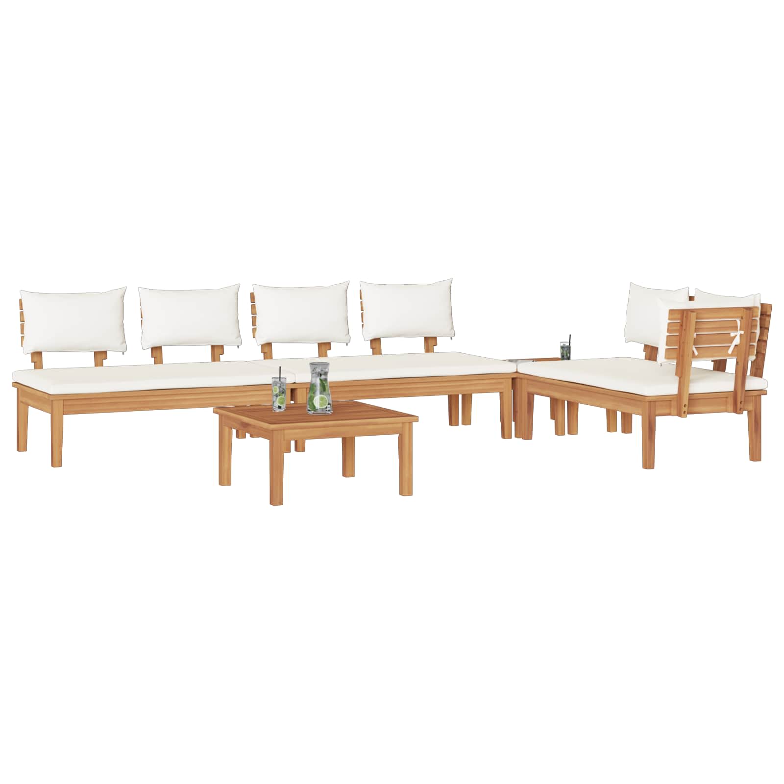 Gartensofa-set 5 pcs Braun und Creme