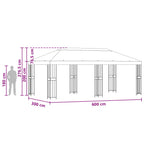 Pavillon mit Seitenwänden 6 x 3 m Beige Polyester und Stahl 190