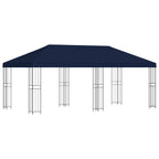 Pavillon mit Seitenwänden 6 x 3 m Blau Polyester und Stahl 190