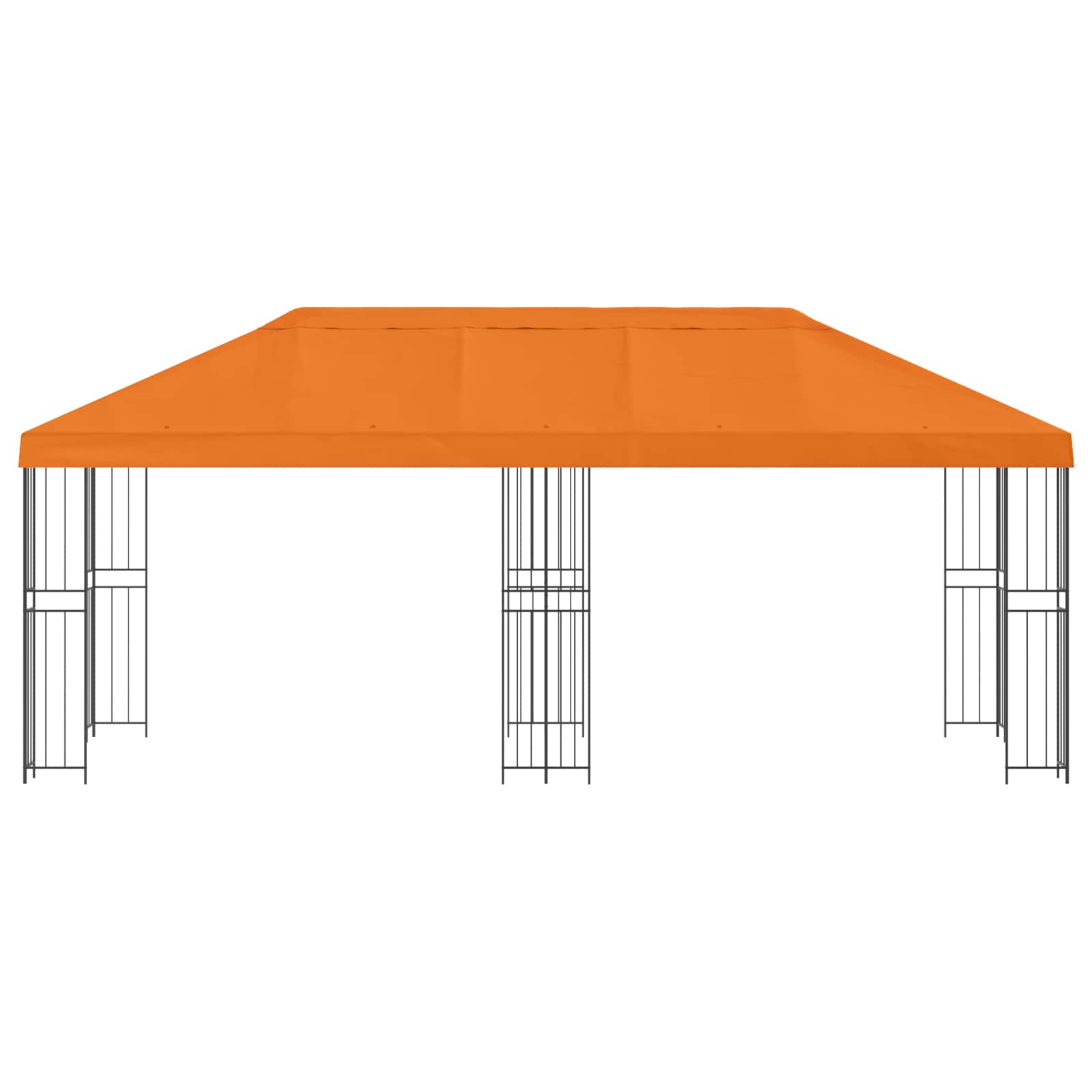 Pavillon mit Seitenwänden 6 x 3 m Orange Polyester und Stahl