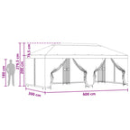 Pavillon mit Seitenwänden 6 x 3 m Beige Polyester und Stahl 190