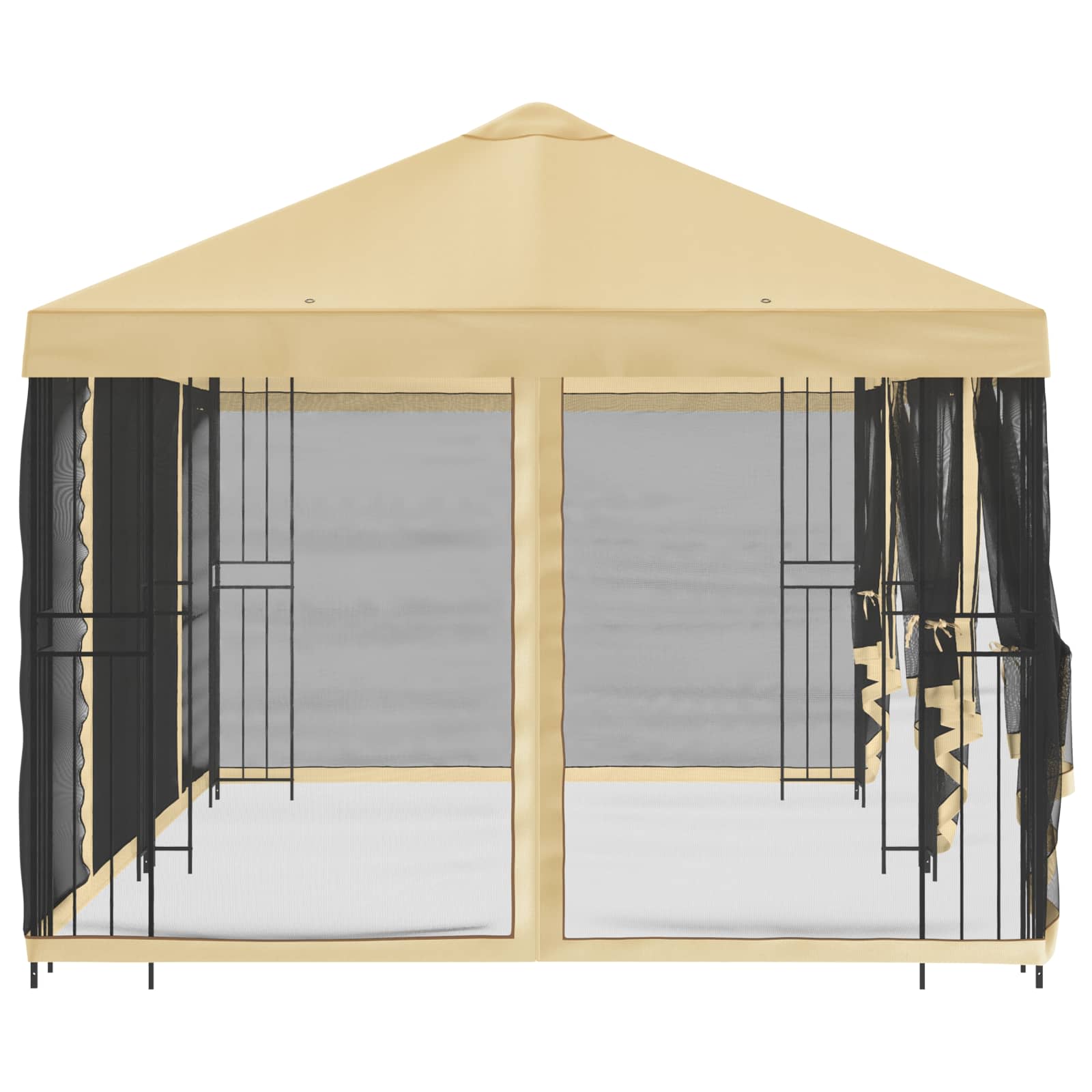 Pavillon mit Seitenwänden 6 x 3 m Creme Polyester und Stahl 190