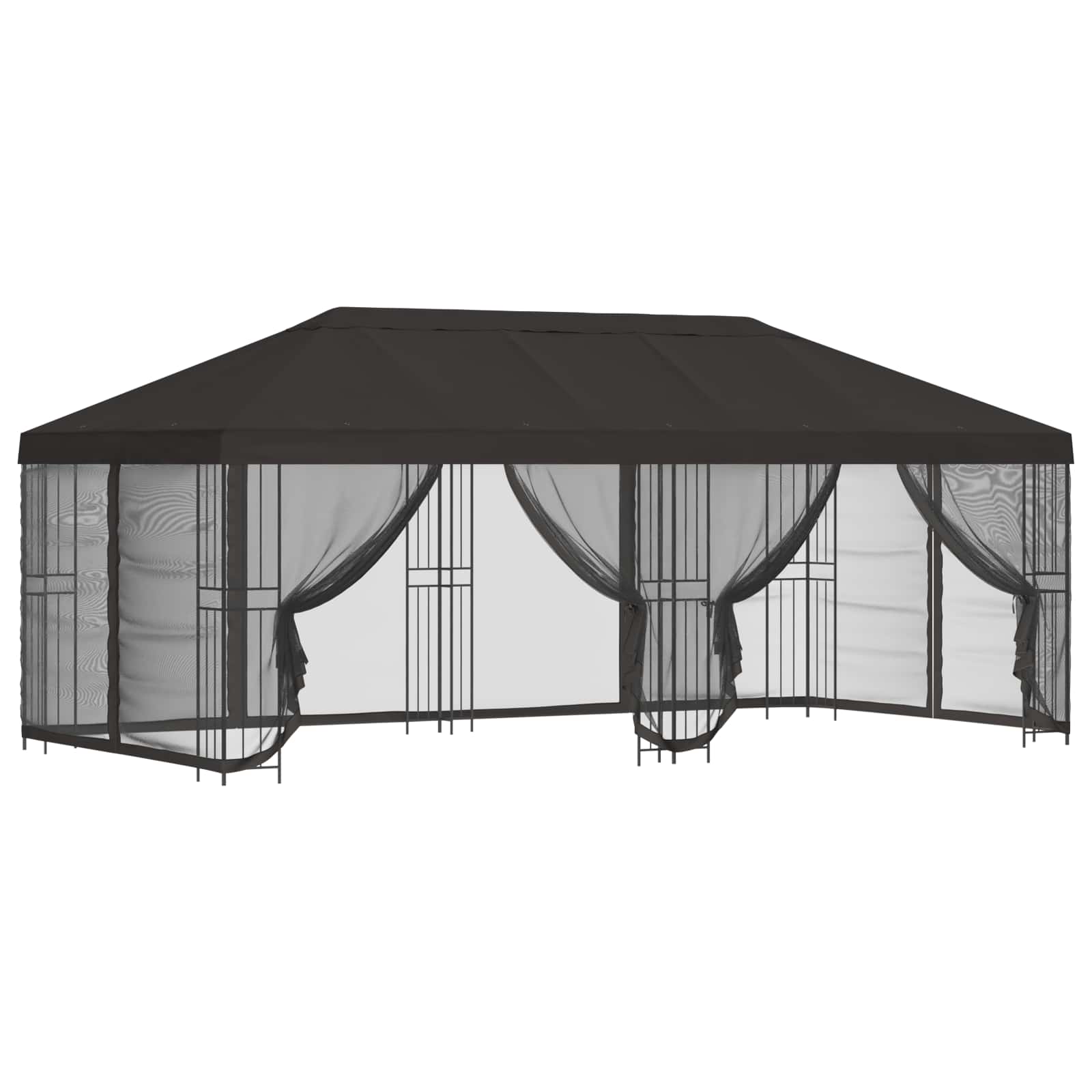 Pavillon mit Seitenwänden 6 x 3 m Anthrazit Polyester und Stahl